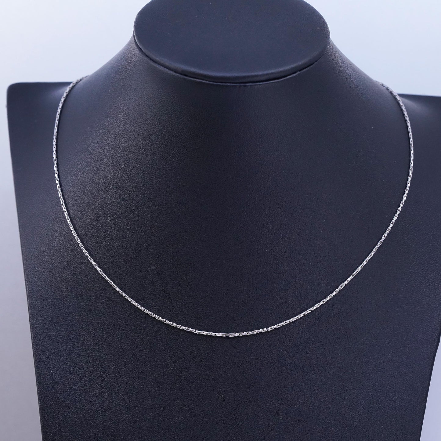 16” 1mm, vintage Sterling 925 silver textured snake chain necklace