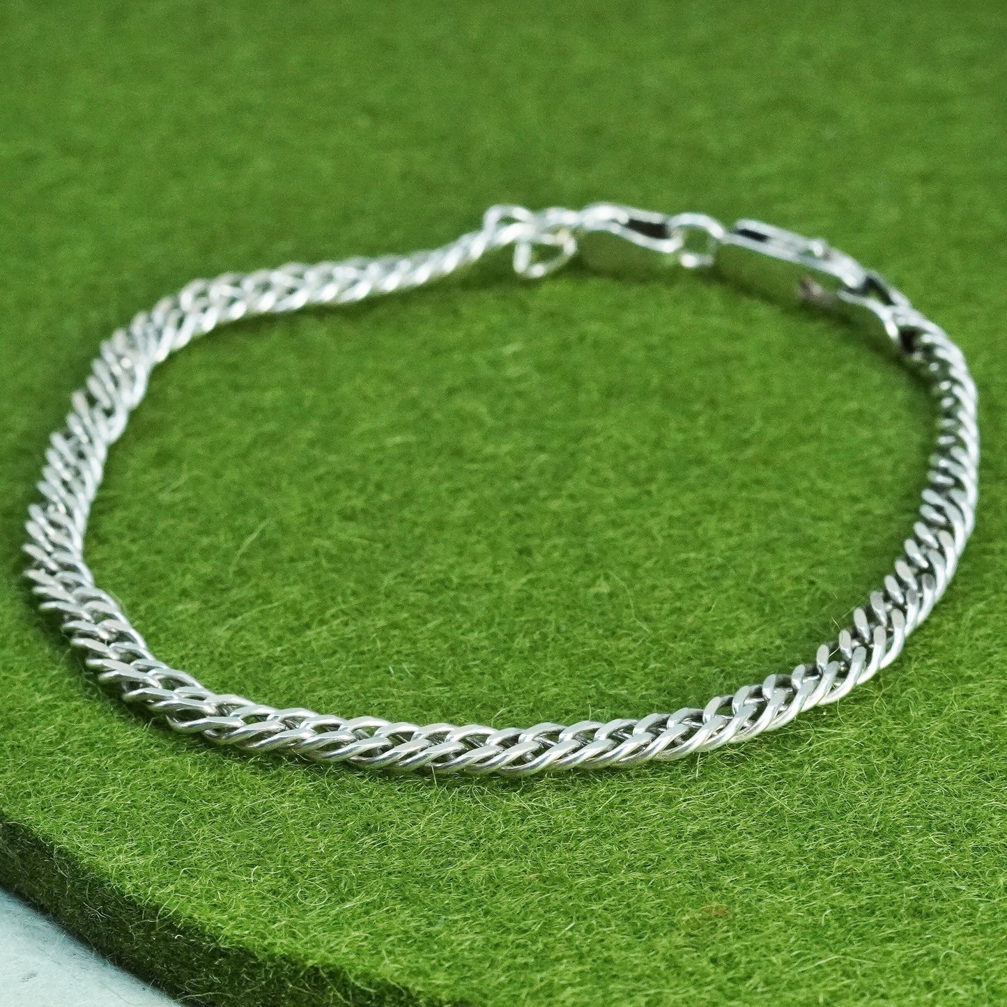 6.75”, 5mm, Vintage sterling 925 silver textured curb bracelet