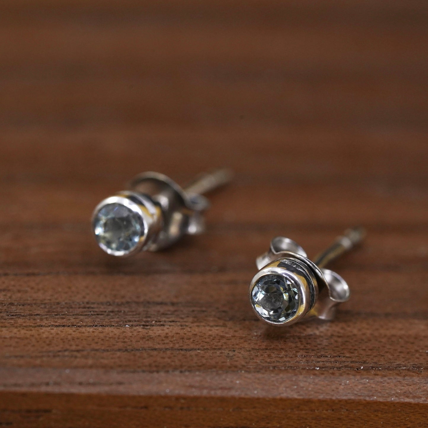 3mm, Vintage Sterling silver handmade earrings, 925 round cz studs