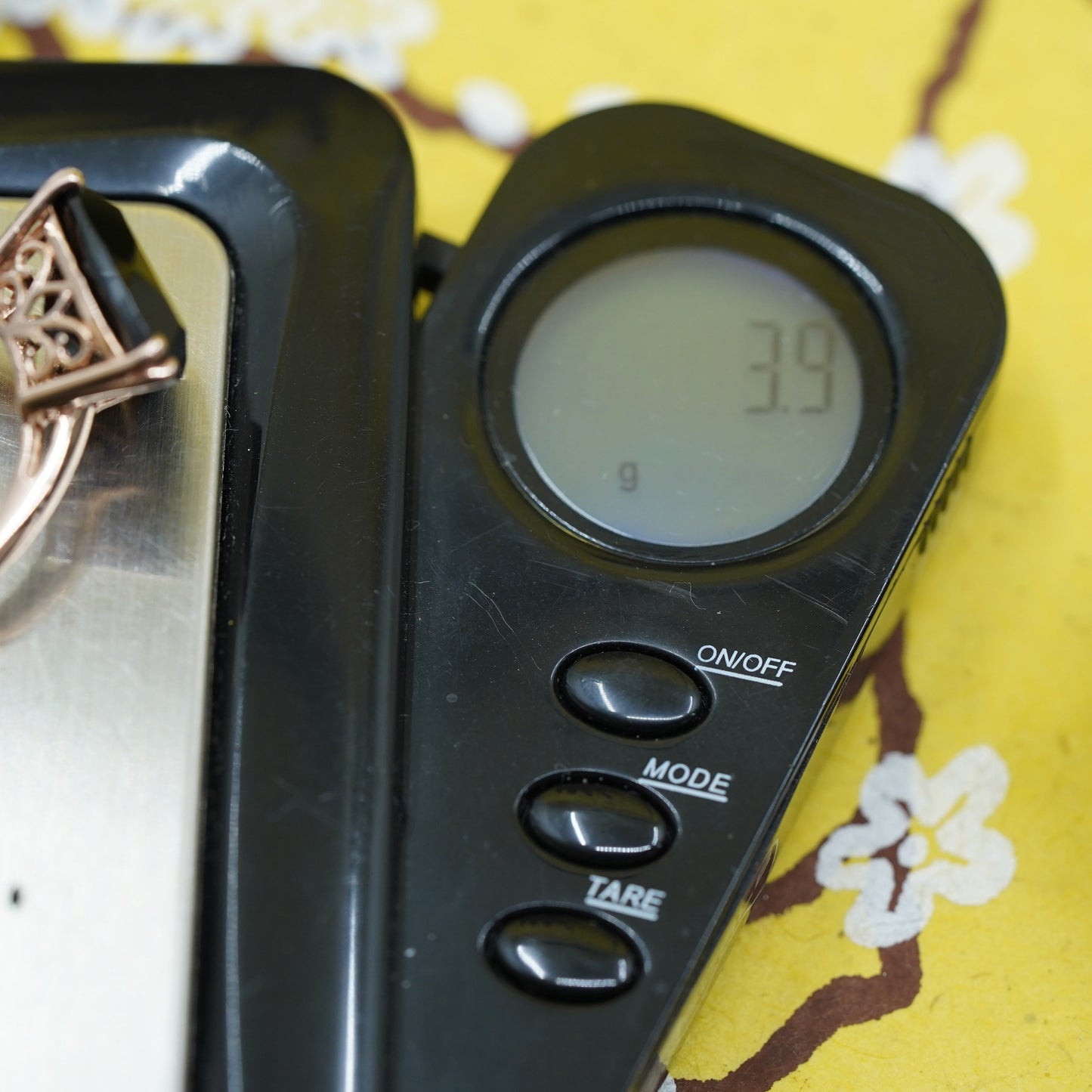 Size 9.25, rose gold filled Sterling silver 925 ring with triangular obsidian