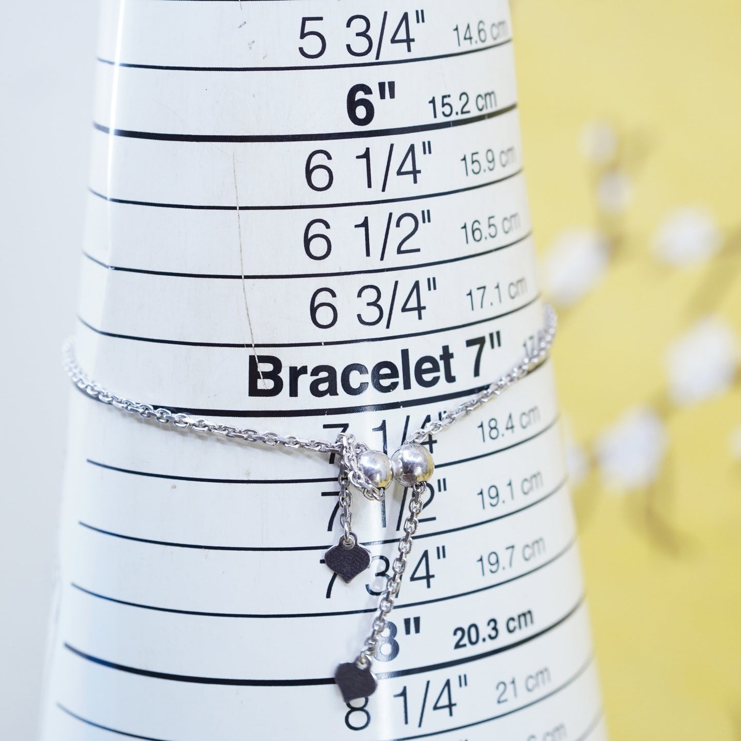 vintage Sterling silver charm bracelet, 925 circle chain infinity loop charm