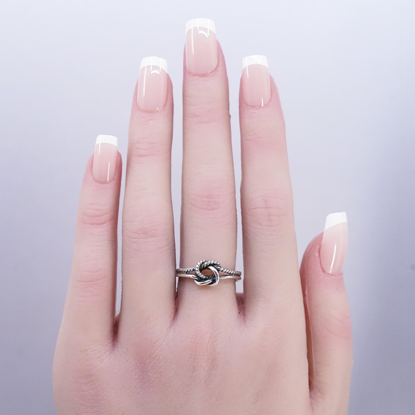 Size 7, vintage Sterling 925 silver handmade ring, textured knotted band