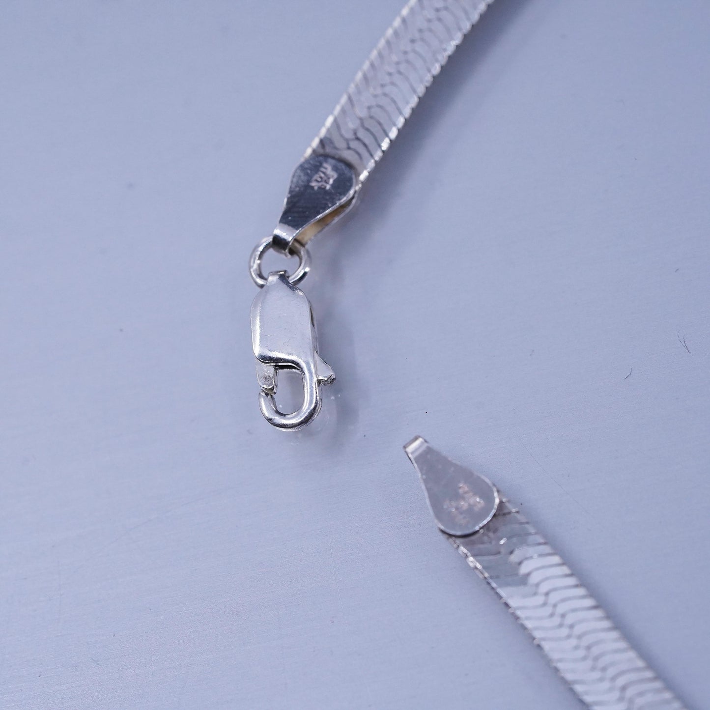 18” 6mm, vintage Italian Sterling 925 silver herringbone chain necklace