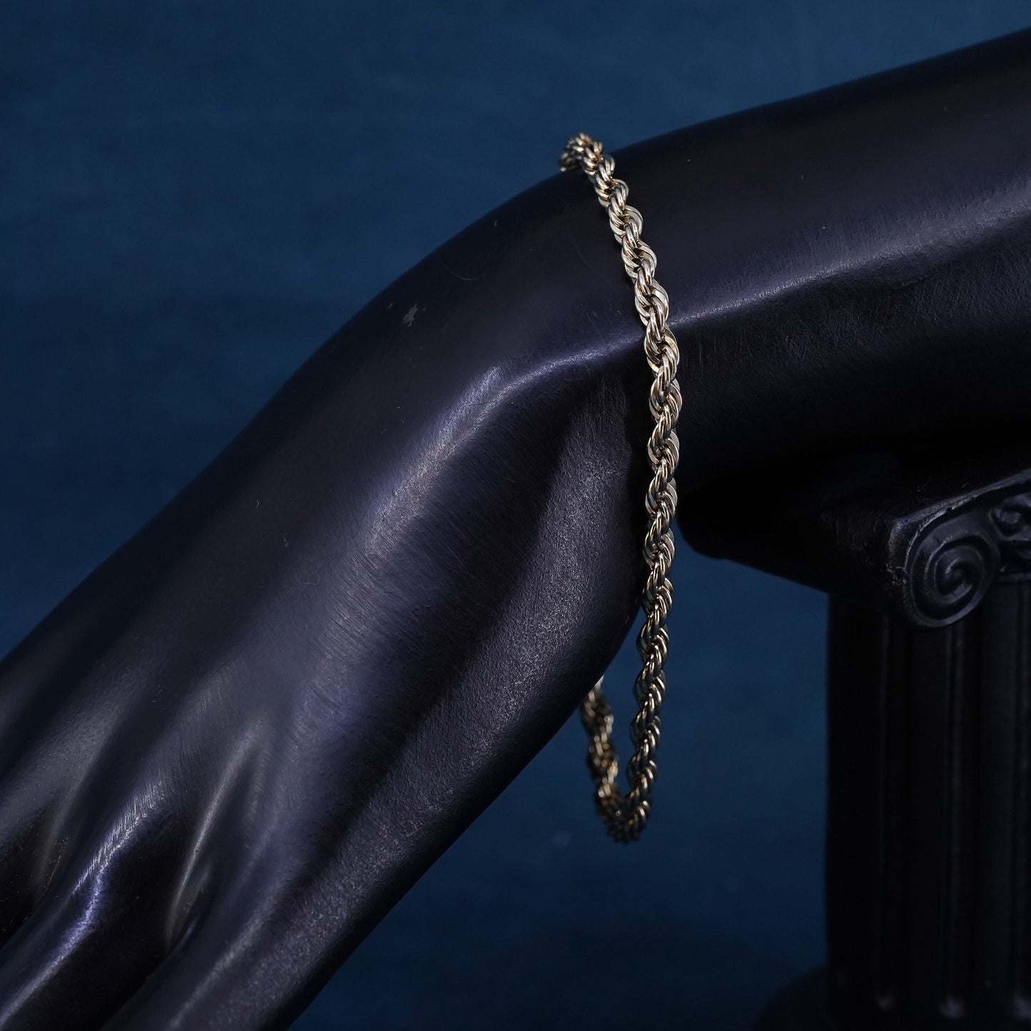 7.75" Danecraft gold over Sterling silver handmade bracelet, 925 rope chain