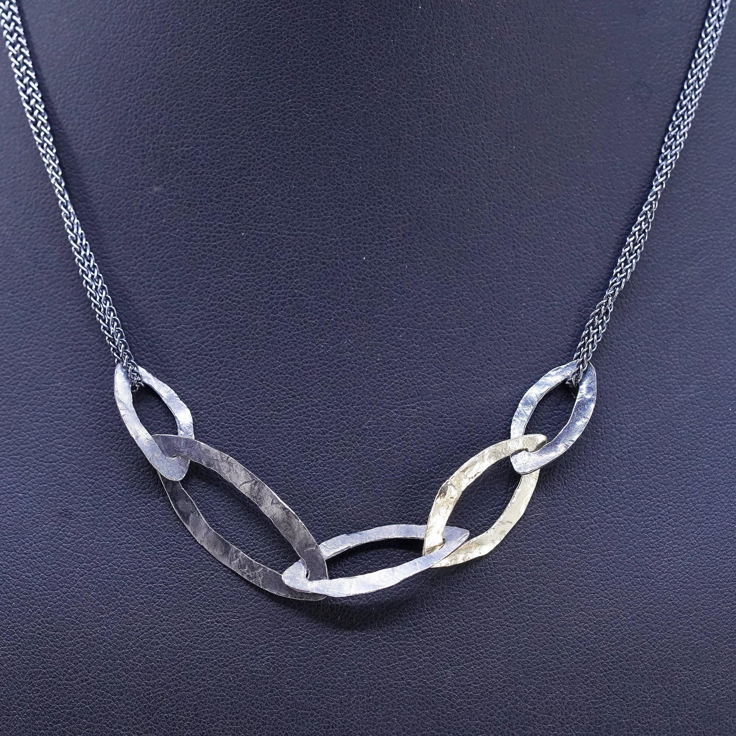 16+2", Silpada Sterling Silver 925 double strands wheat necklace leafy pendant