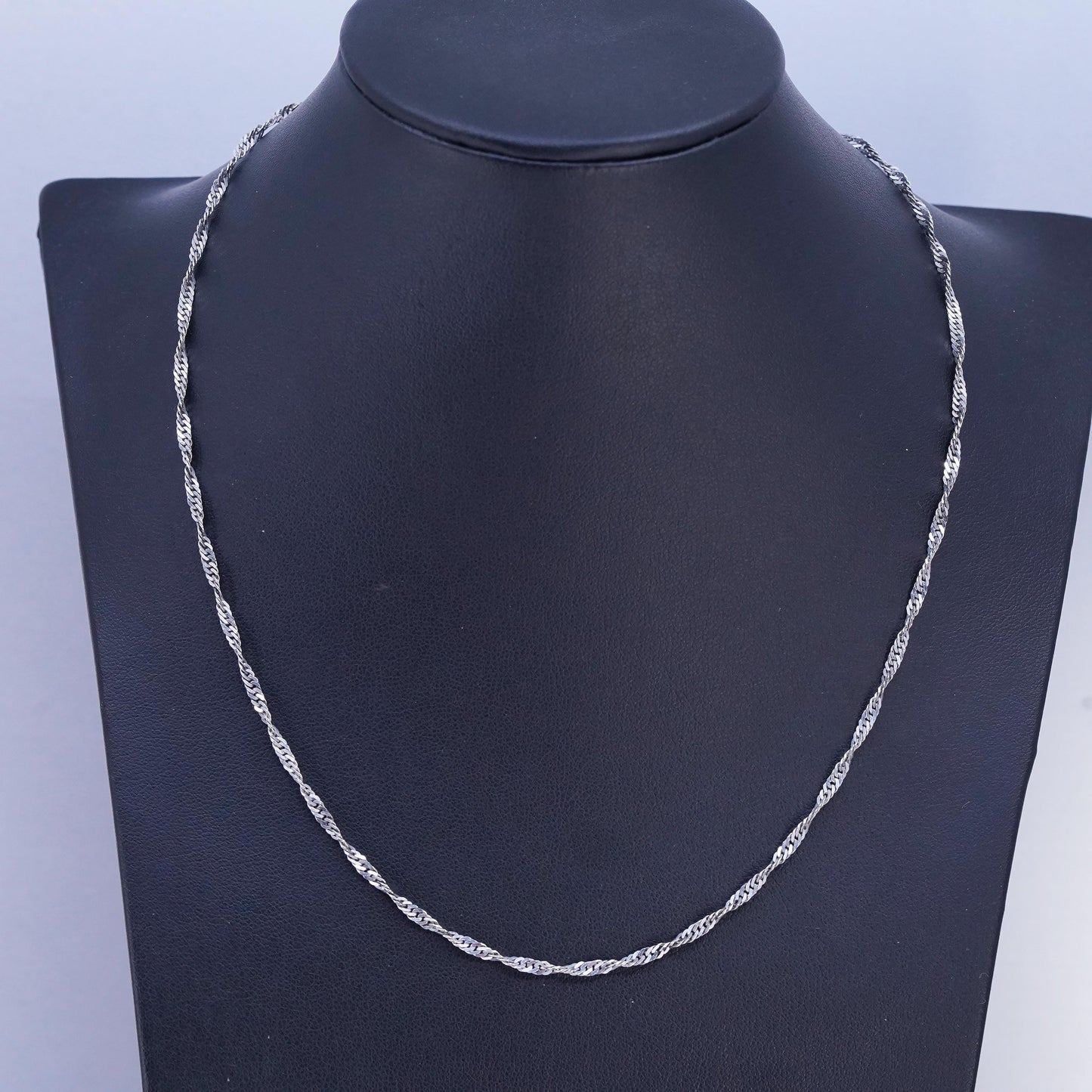 18" 2mm, vintage Italian Sterling 925 silver twisted curb chain necklace