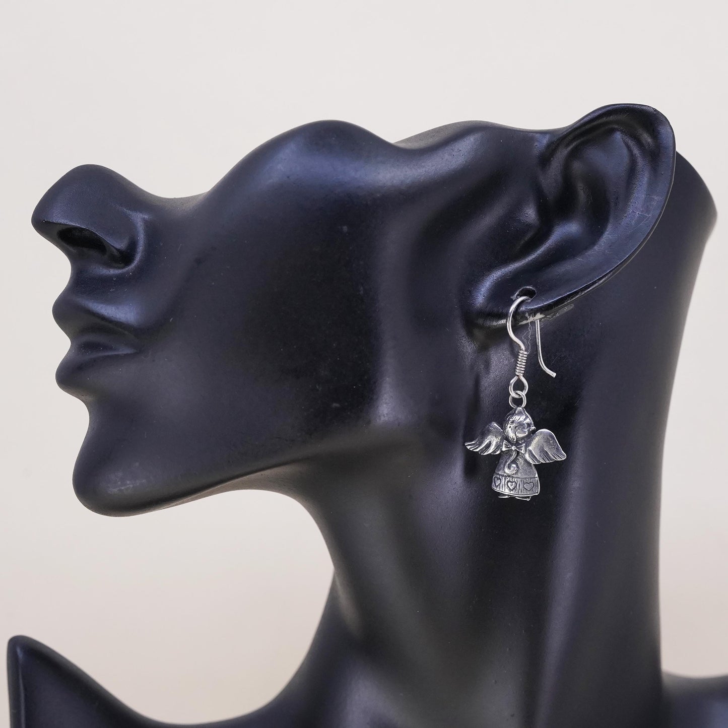 Vintage Sterling silver handmade pendant, 925 angel single earring