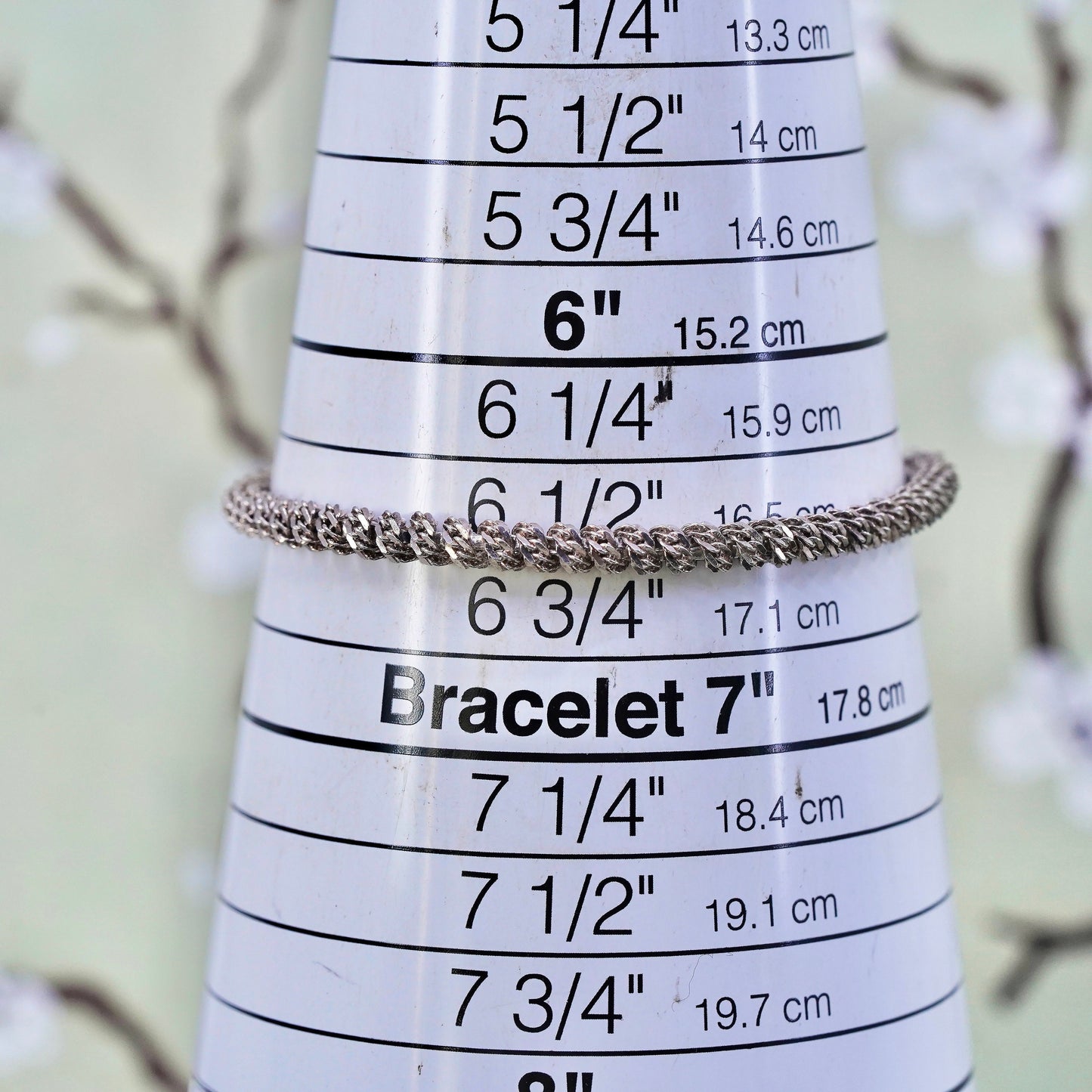 6.5” 4mm, Vintage Italian sterling 925 silver twisted curb chain bracelet