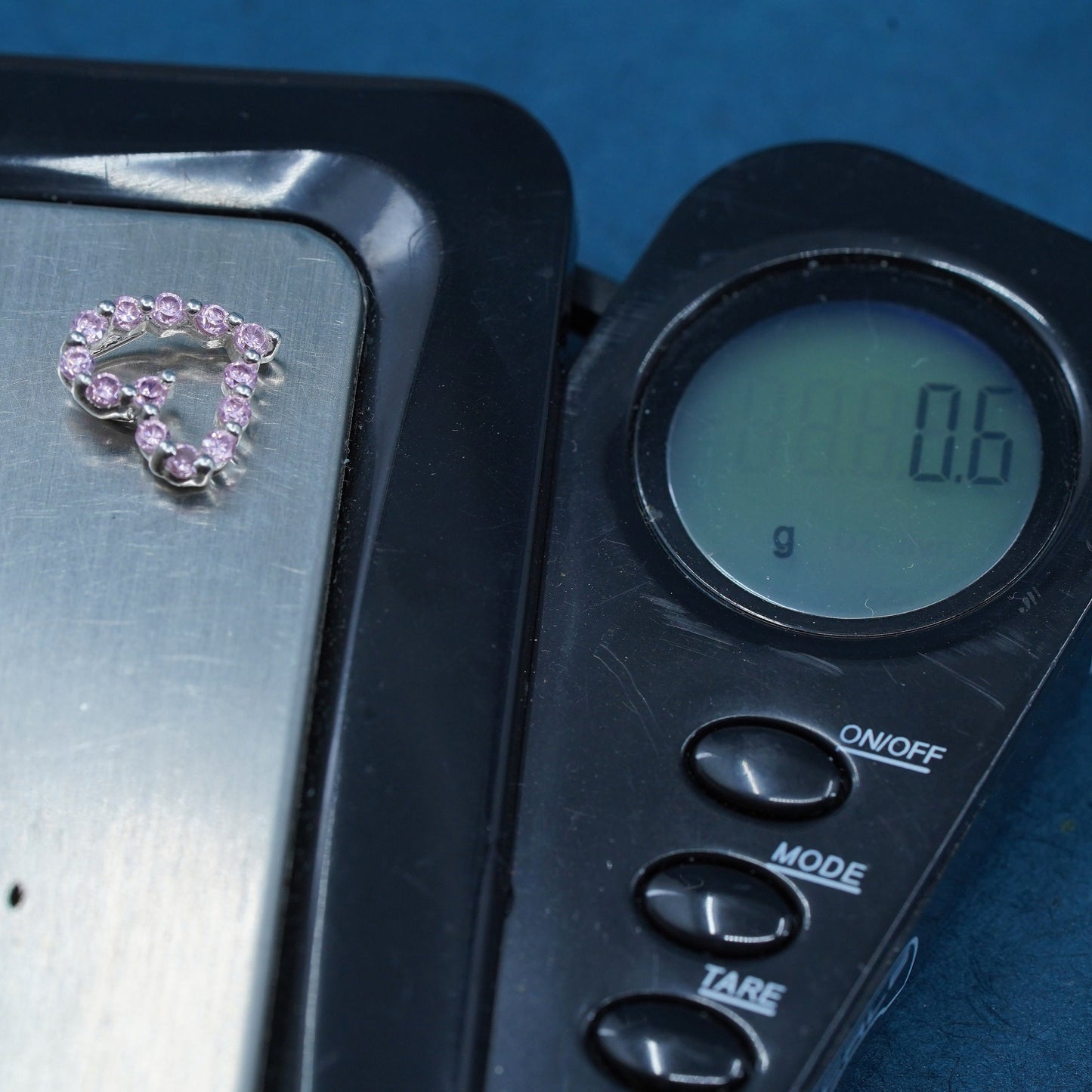 Vintage Sterling 925 silver heart pendant with cluster pink Cz