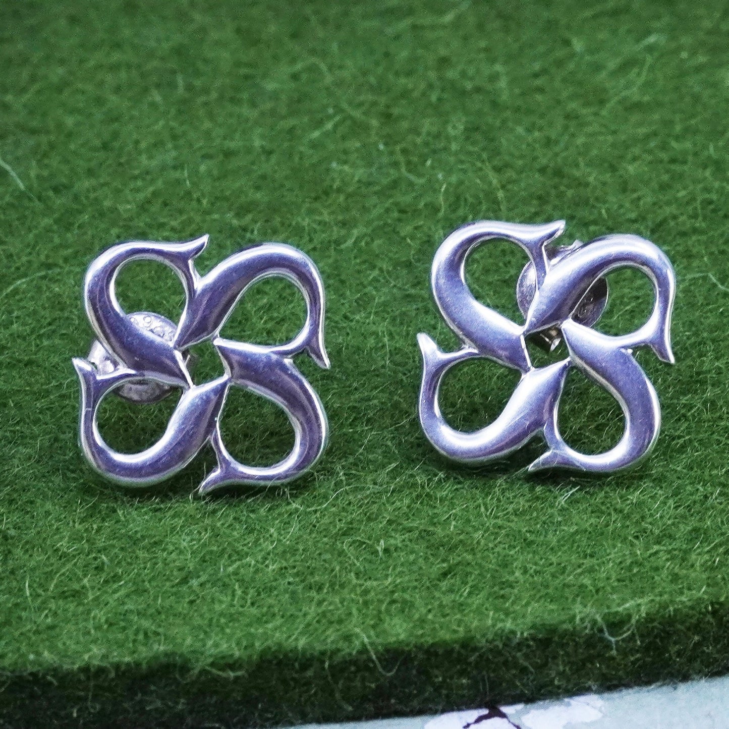 Vintage Lovell Sterling silver handmade earrings, 925 fish studs