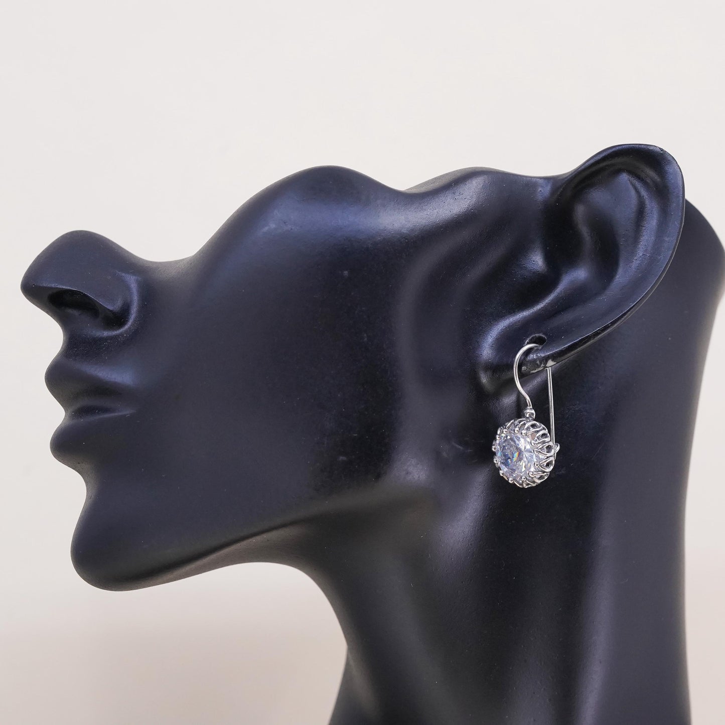 VTG Or Paz Israel “b” Modernist Sterling Silver 925 single earring circle cz