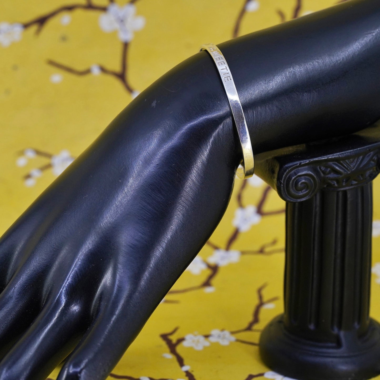 5", southwestern Sterling silver handmade bracelet, 925 cuff embossed “Sweetie”