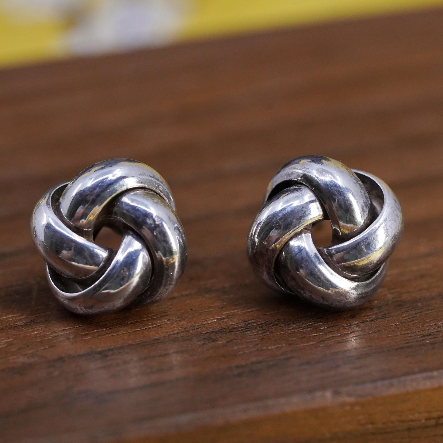 Vintage Sterling silver entwined beads studs, 925 earrings
