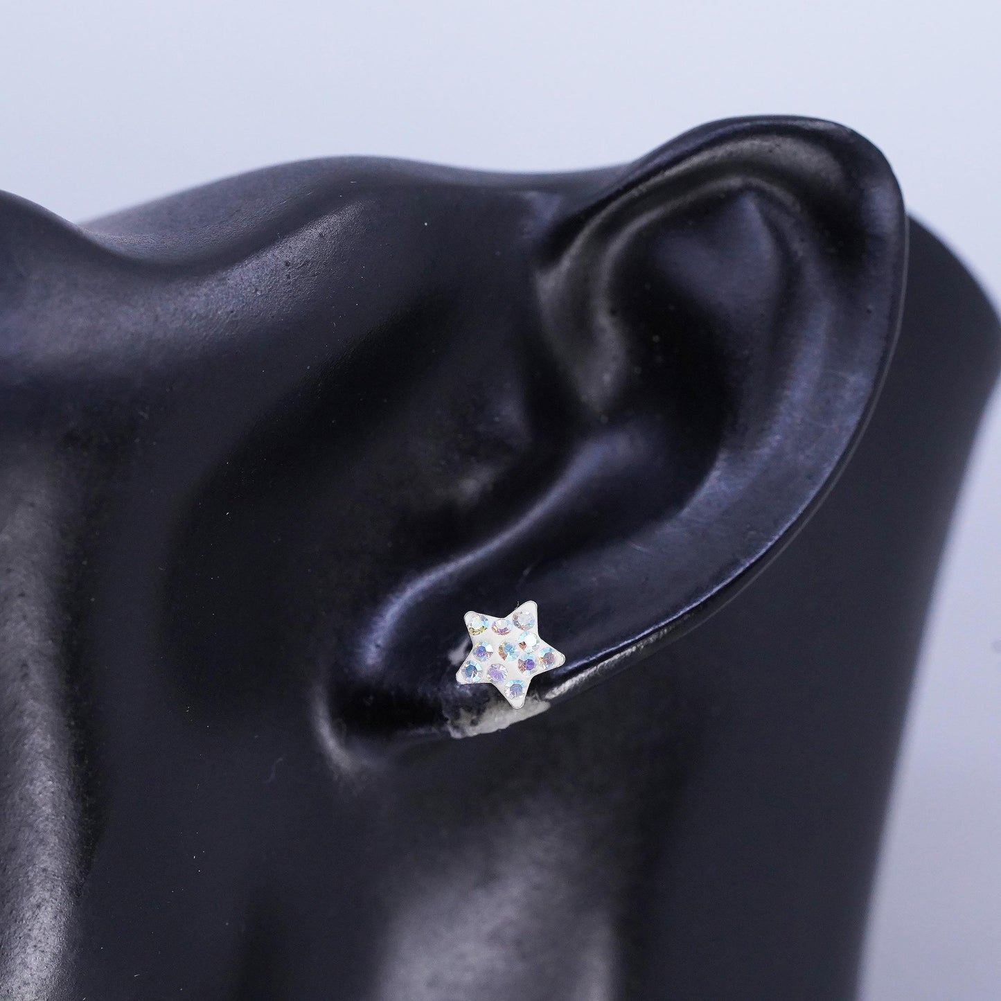 8mm, Vintage Sterling 925 silver handmade earrings, studs with pearl and cz