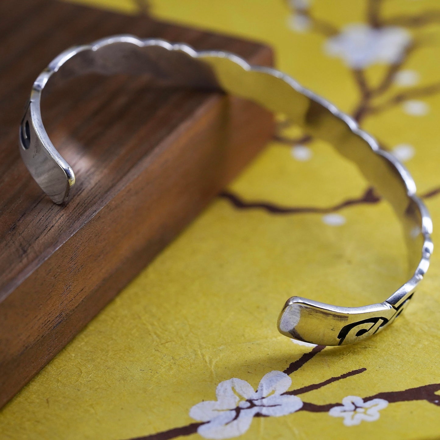 7.5”, Native American Sterling silver handmade bracelet, hopi 925 silver cuff