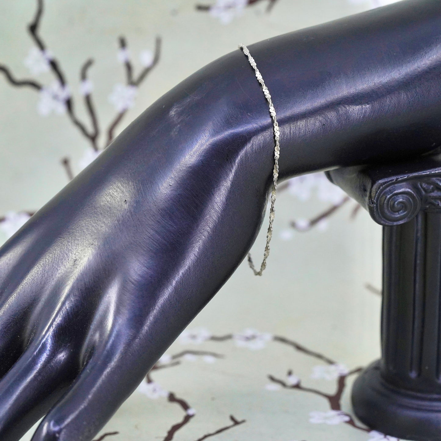 7", 1mm, Vintage sterling silver bracelet, Italy 925 twisted s link chain