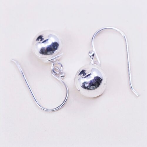 Vintage sterling silver handmade earrings, 925 silver beads dangles