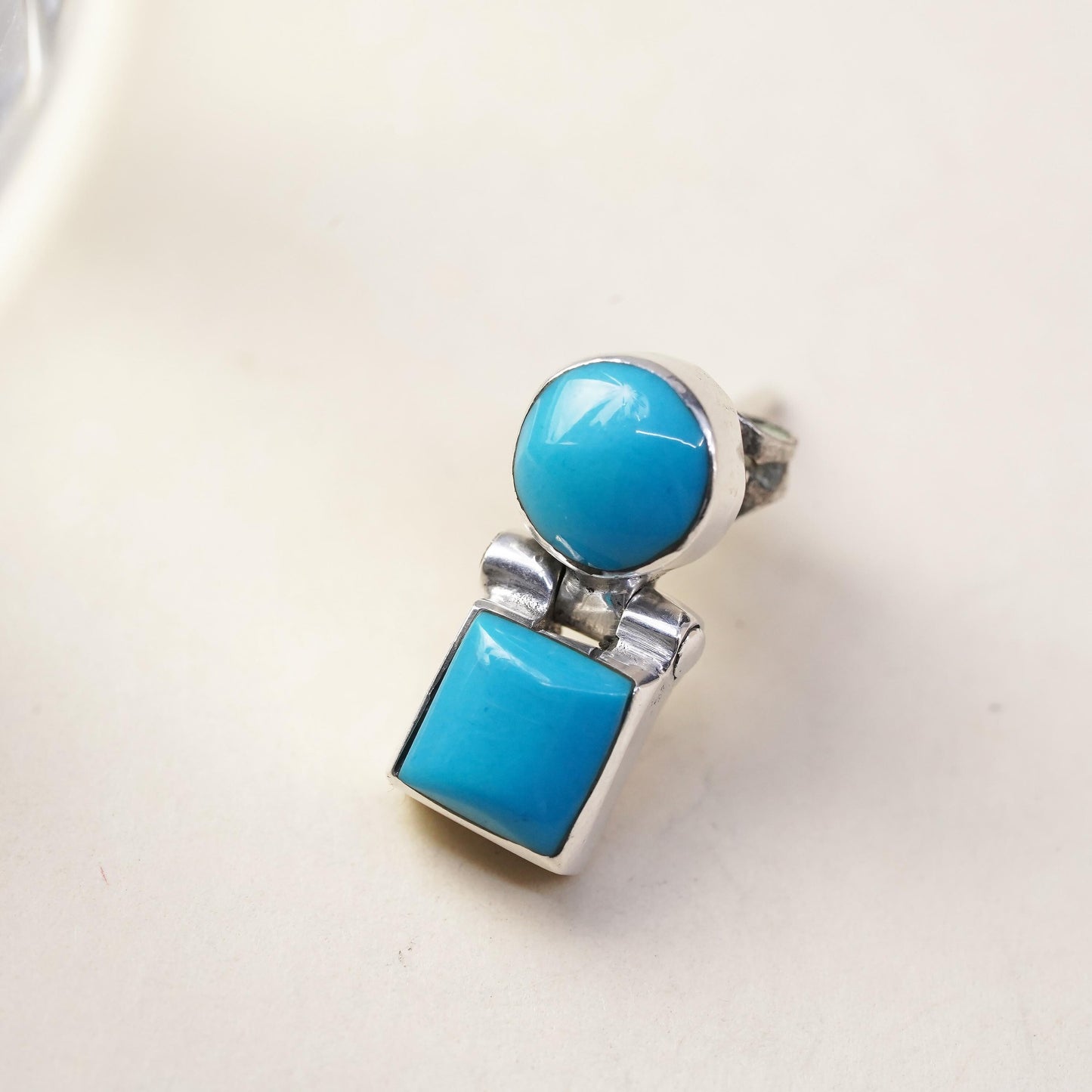Native American Southwestern sterling silver 950 single earring with turquoise
