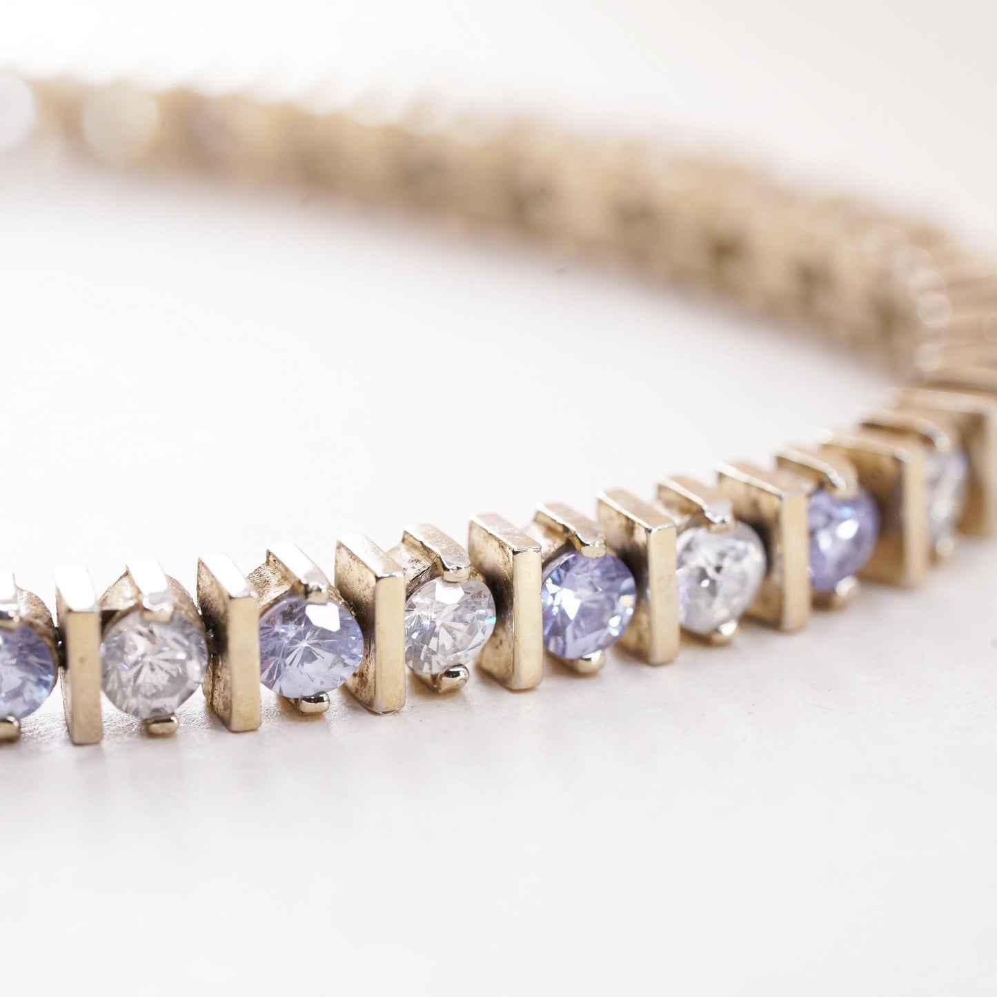 7", Vintage vermeil gold over Sterling 925 silver tennis bracelet with cz