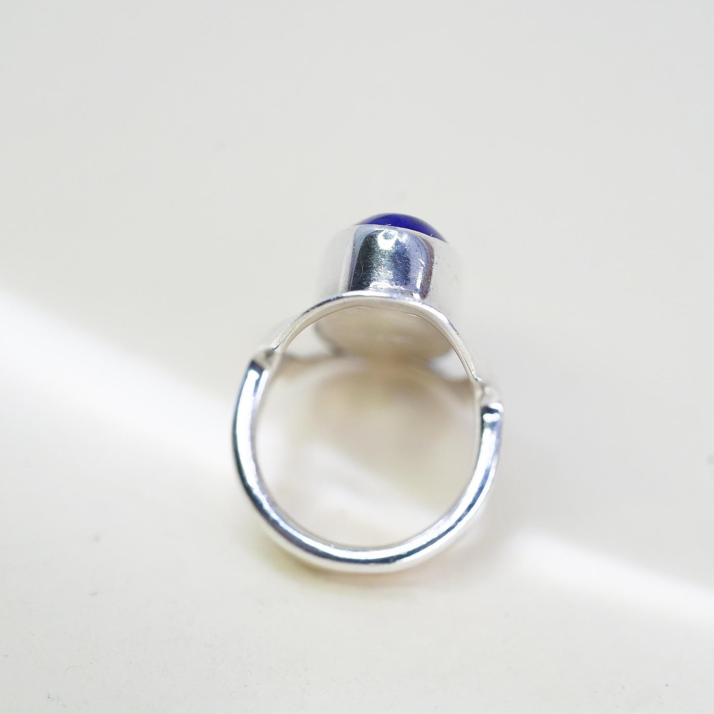 Size 6, VINTAGE 925 Sterling Silver Ring DDD Dominique Dinouart Blue Lapis