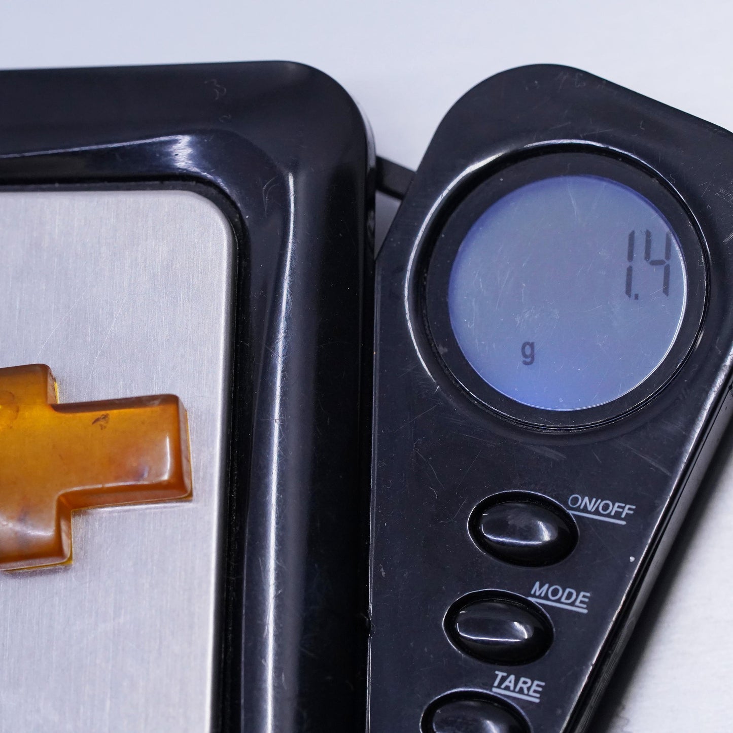 Vintage Sterling 925 silver handmade cross pendant with amber
