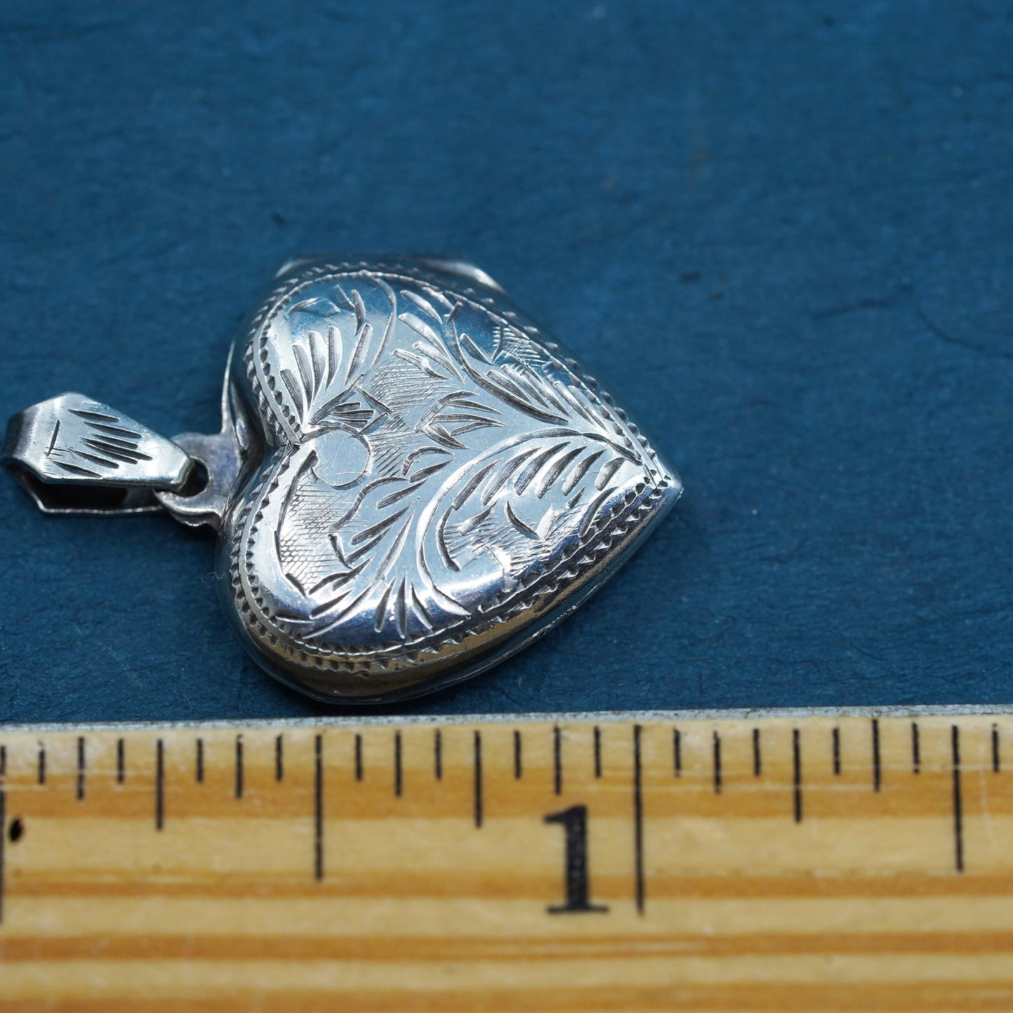 Vintage Sterling silver handmade pendant, 925 floral textured photo locket