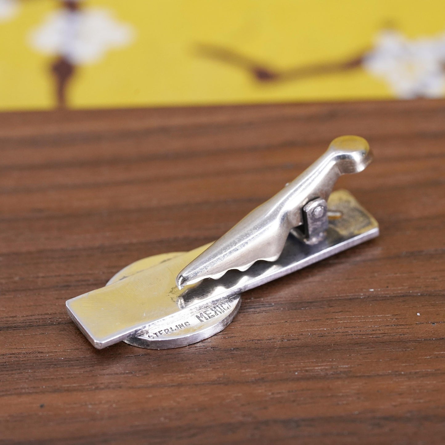 sterling silver handmade tie clip, modern 925 ribbed tie clip with sailing boat