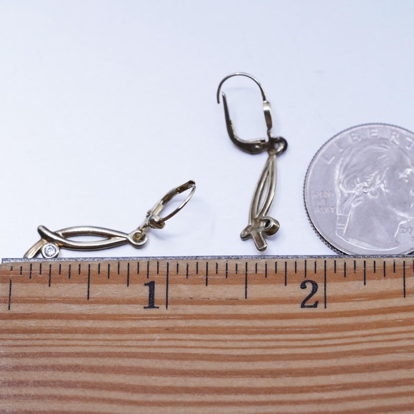 Vintage vermeil gold filled Sterling 925 silver earrings with Cz details