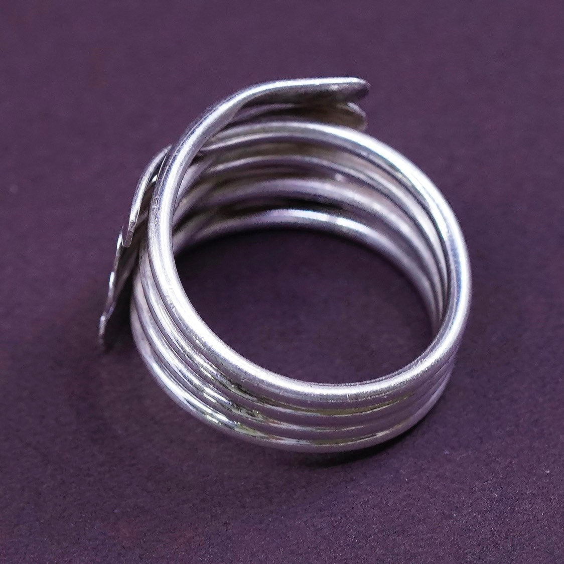 sz 7, vtg Sterling silver handmade ring, solid 925 entwined band