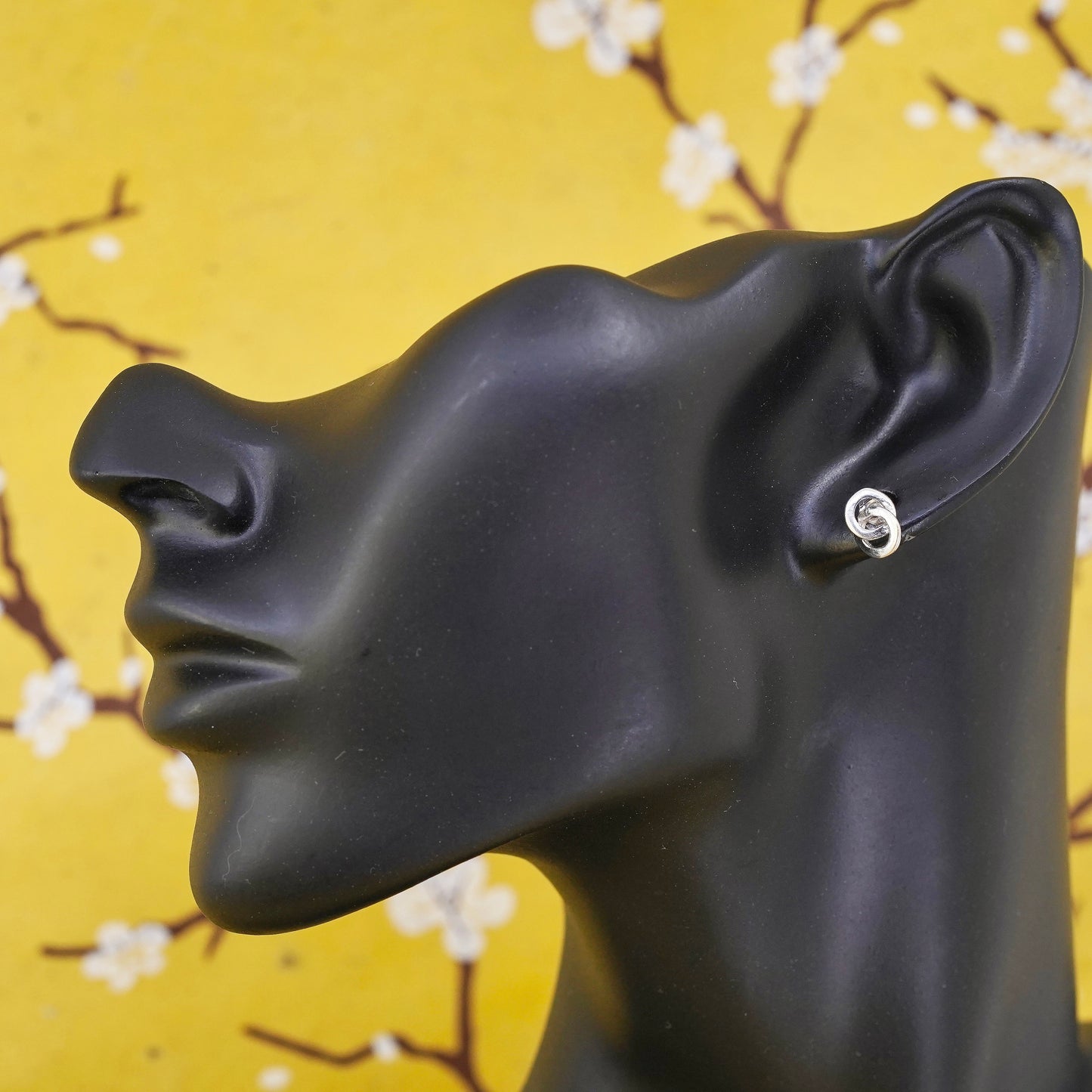 vintage Sterling silver handmade earrings, 925 entwined studs