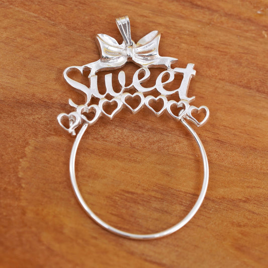 Vintage Sterling silver "sweet" pendant, 925 circle for charms