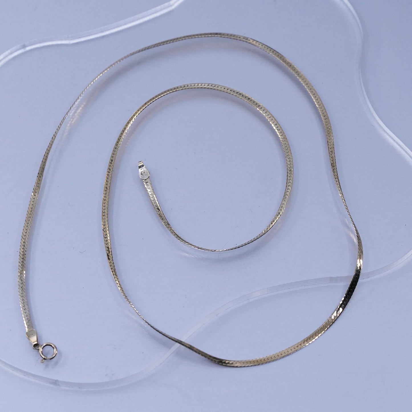 24”, vintage Vermeil gold over Sterling 925 silver herringbone chain necklace