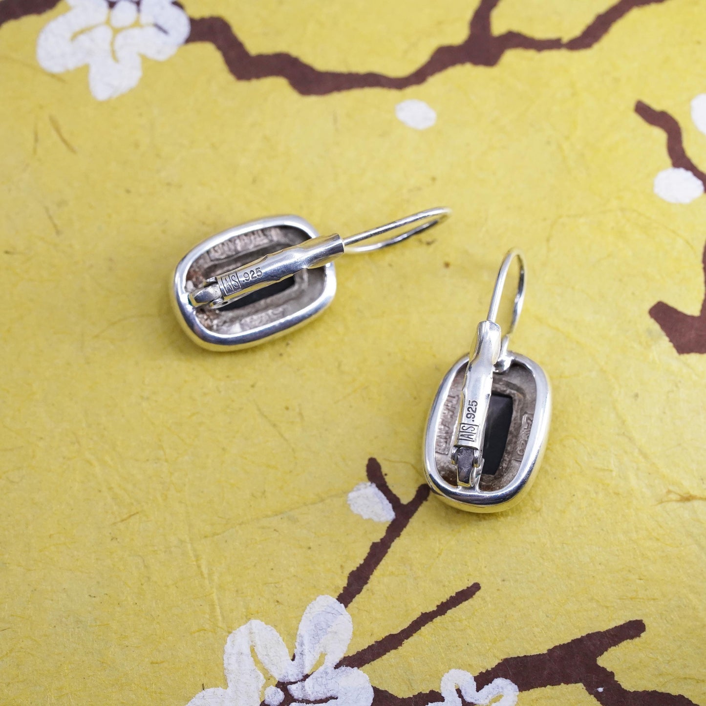 Vintage Sterling 925 silver handmade earrings with abalone and beads around