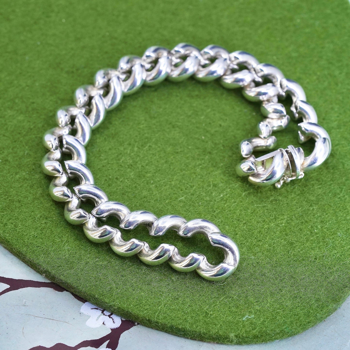18", 10mm, Vintage Italian sterling silver necklace, 925 San Marco chain
