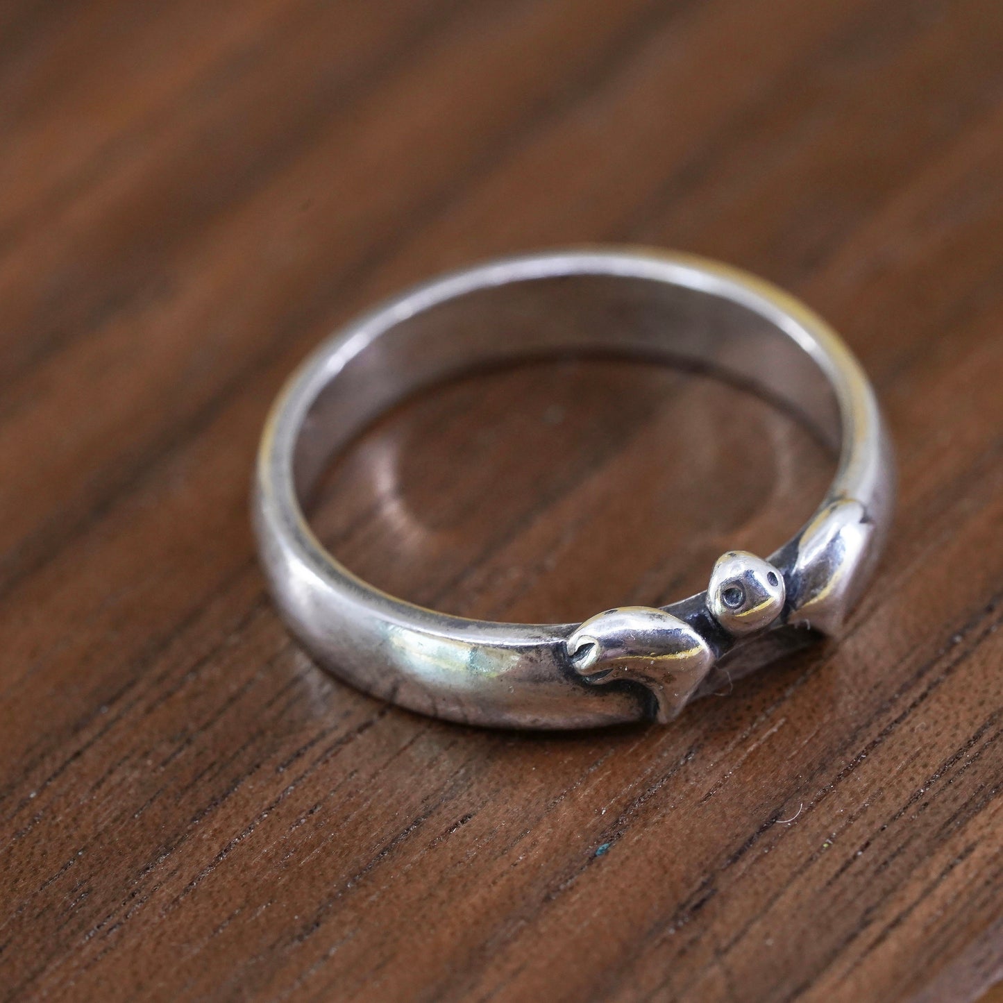 Size 8, Vintage Sterling silver handmade ring, 925 butterfly band