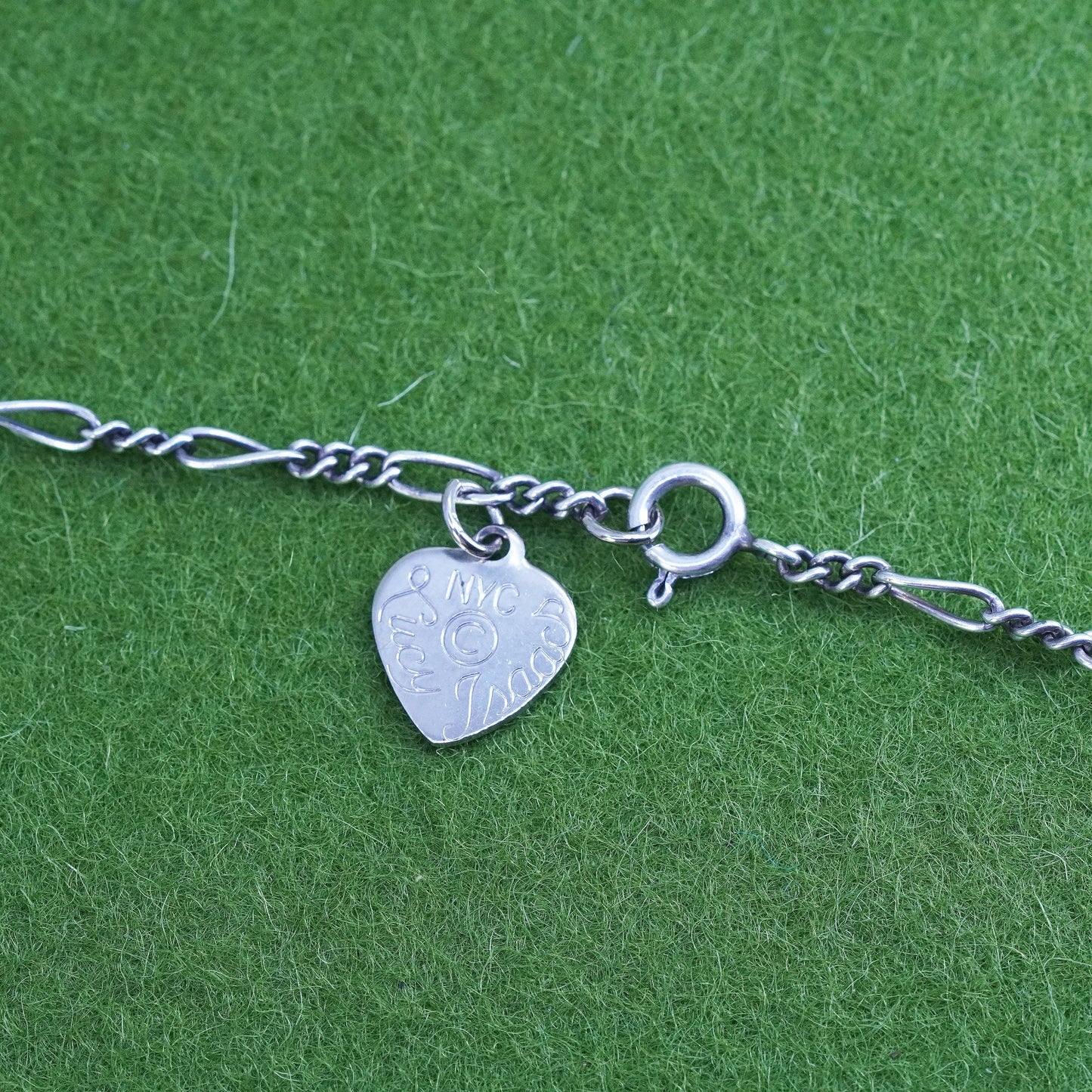 24", 3mm, Vintage sterling silver figaro chain, bold 925 men's necklace