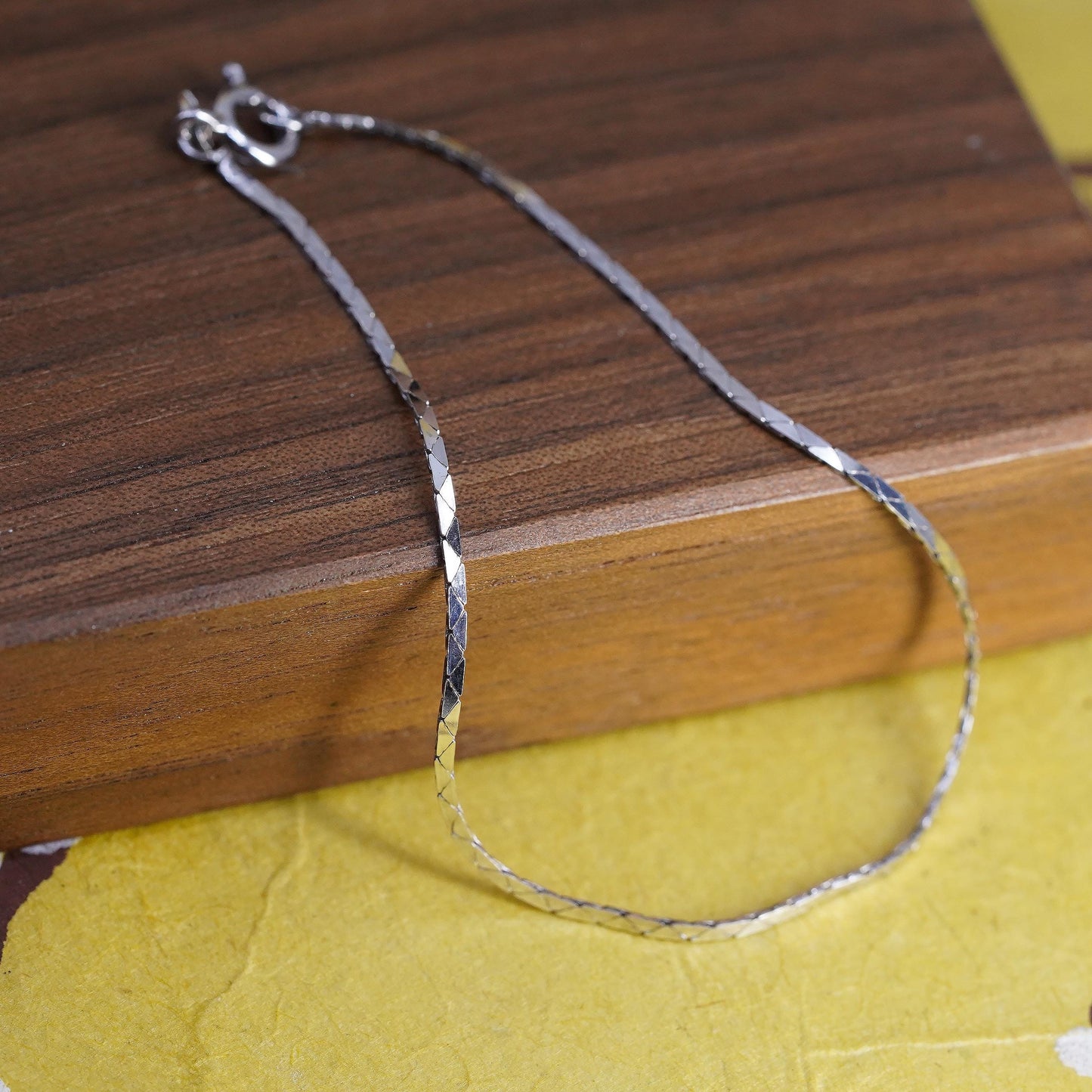 7.25" 1mm, vintage Italian Sterling silver snake chain, 925 bracelet