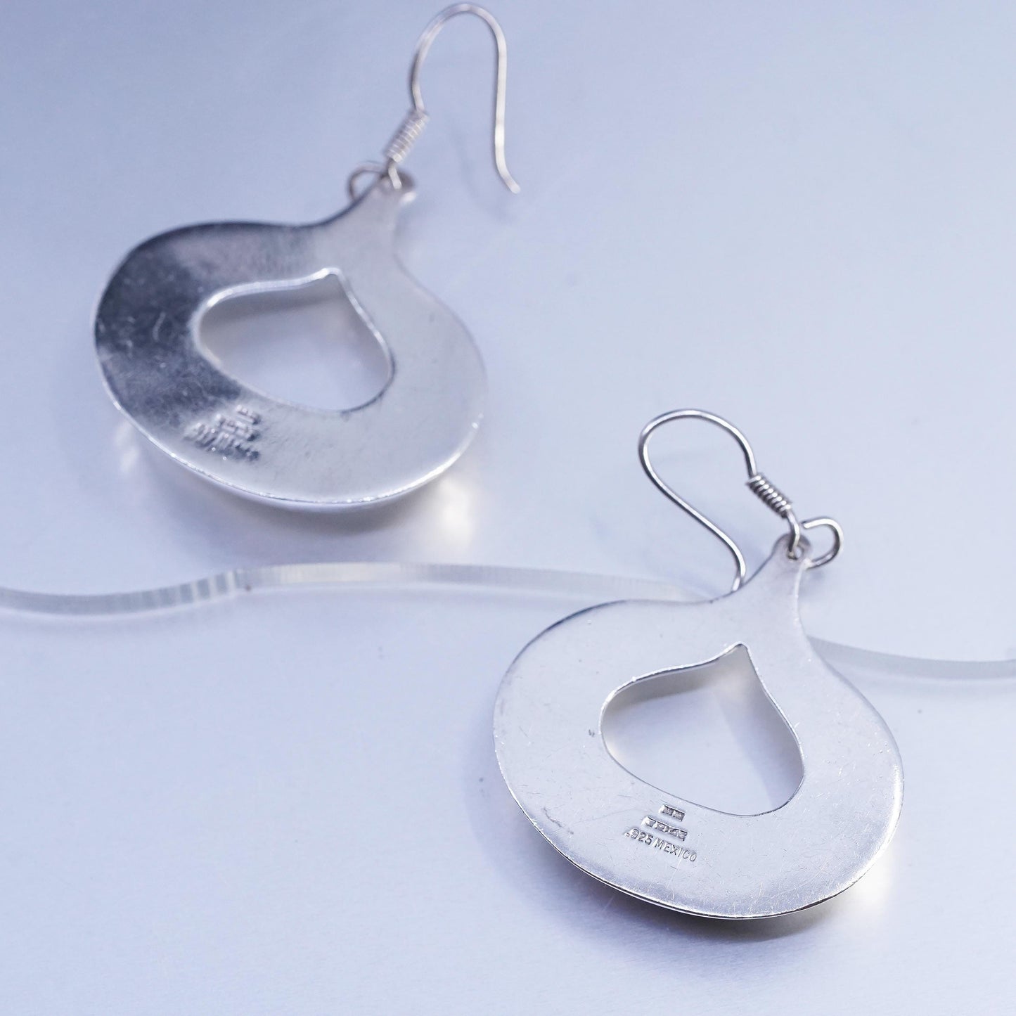 Vintage Mexican Sterling 925 silver handmade teardrop earrings