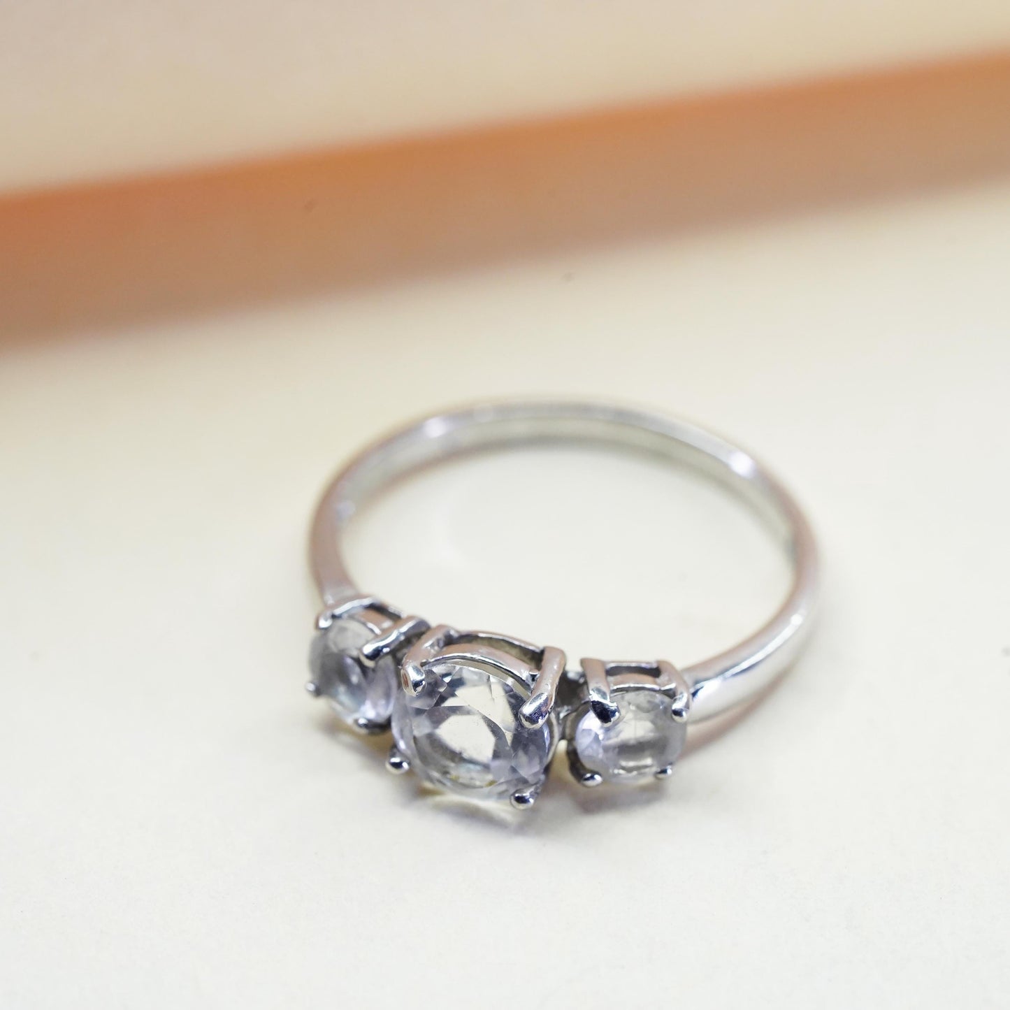 Size 6.5, Vintage sterling silver ring, 925 band with cz
