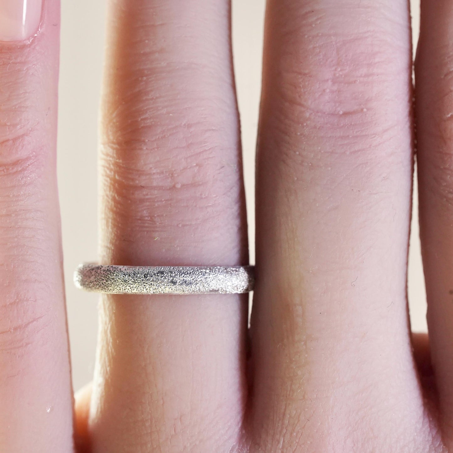 Size 8.25, vintage sterling silver handmade glittering ring, 925 stackable band