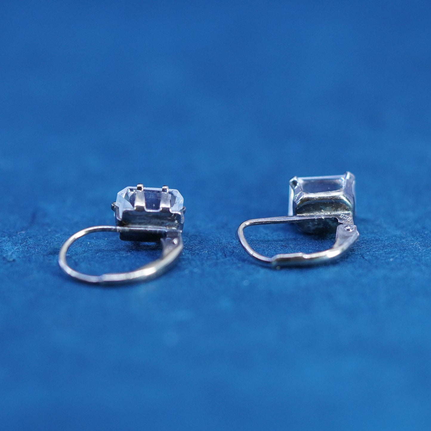 Vintage Sterling silver handmade earrings, 925 hooks with crystal drops