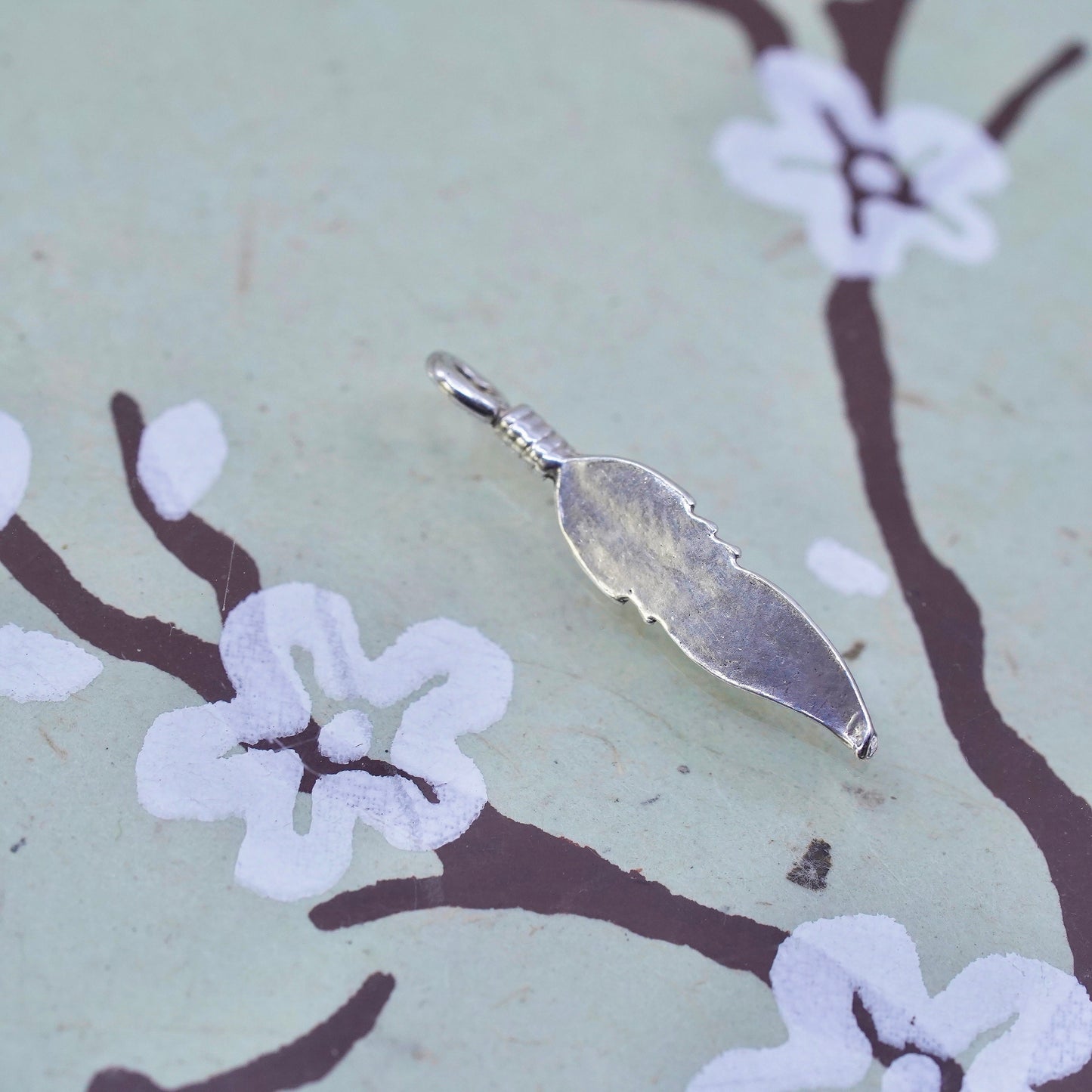 Native American Sterling silver handmade pendant, 925 feather charm