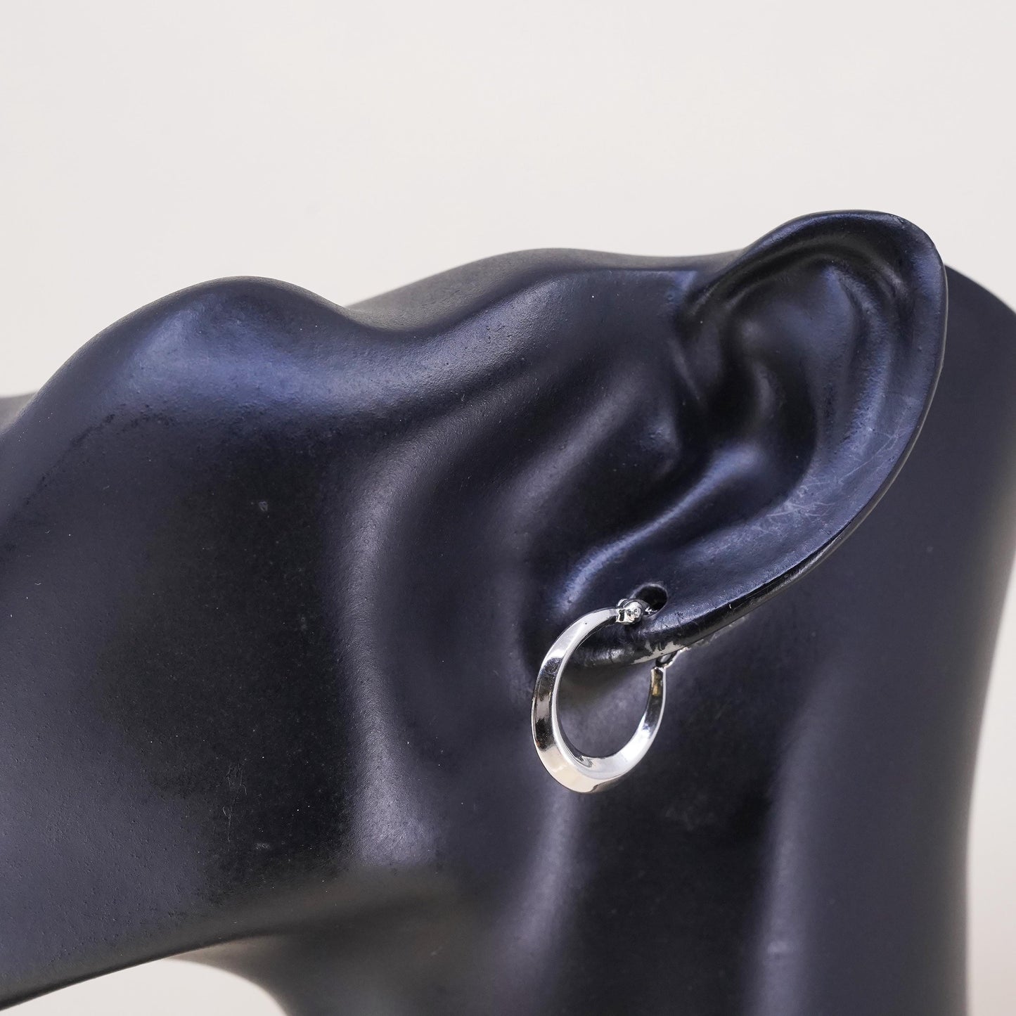 0.75", Vintage sterling silver loop single earring, minimalist primitive hoop