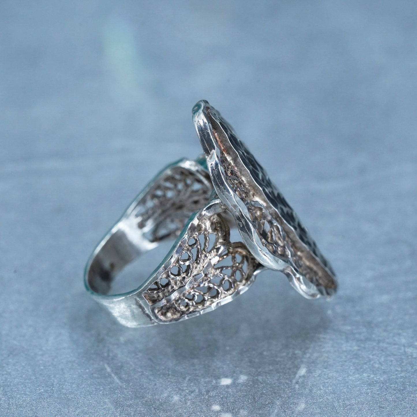 Size 5.5, vintage Sterling 925 silver handmade filigree ring