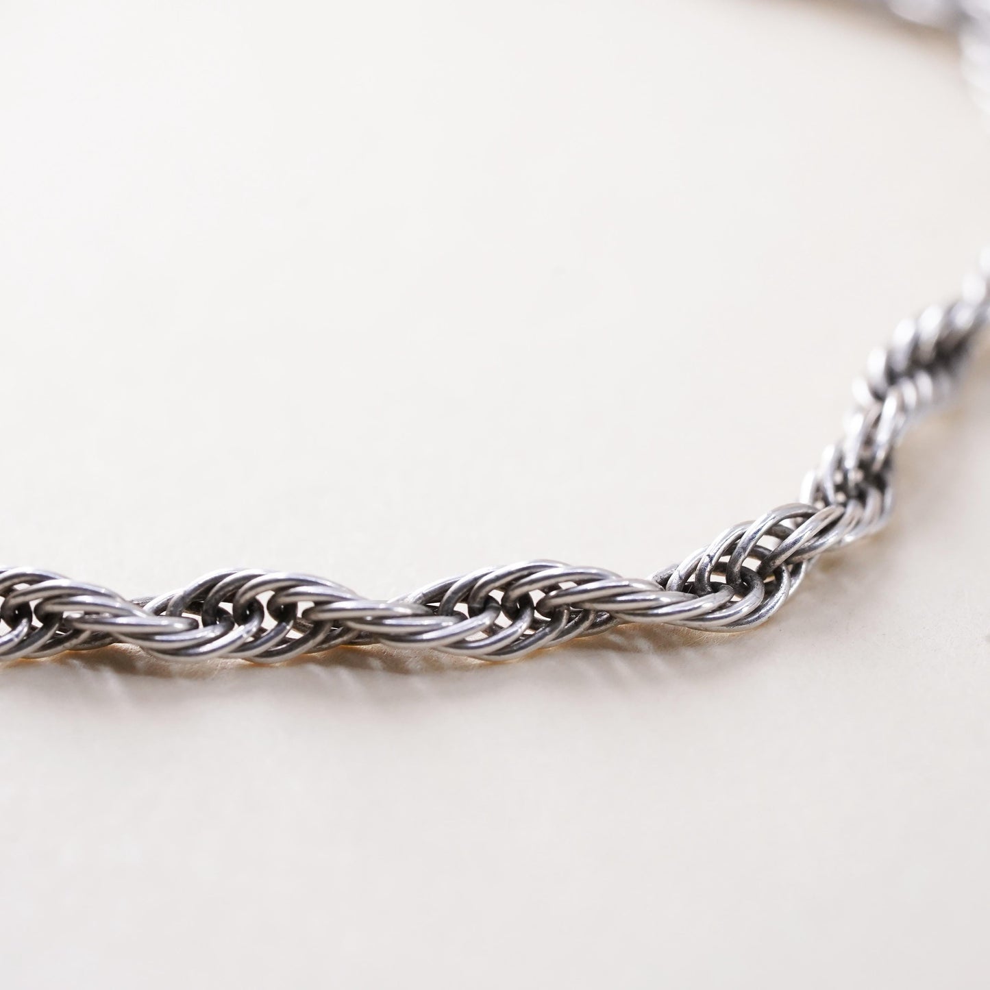7" 3mm, Vintage Italian IBB sterling 925 silver Singapore rope chain bracelet