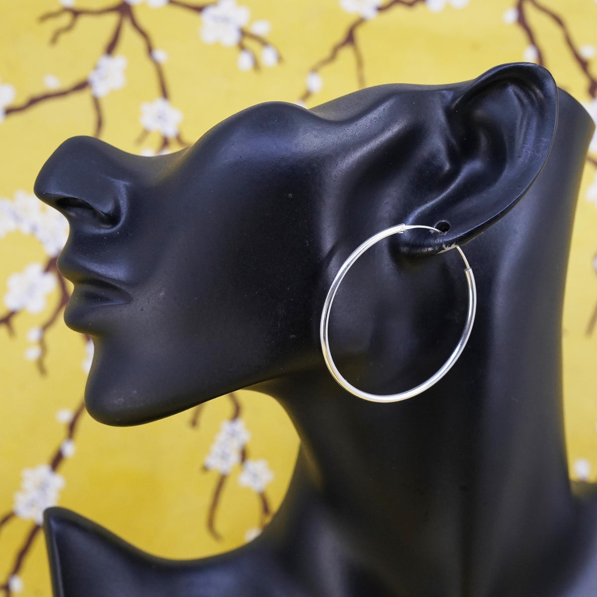 1.75", vintage Sterling silver handmade earrings, 925 silver hoops