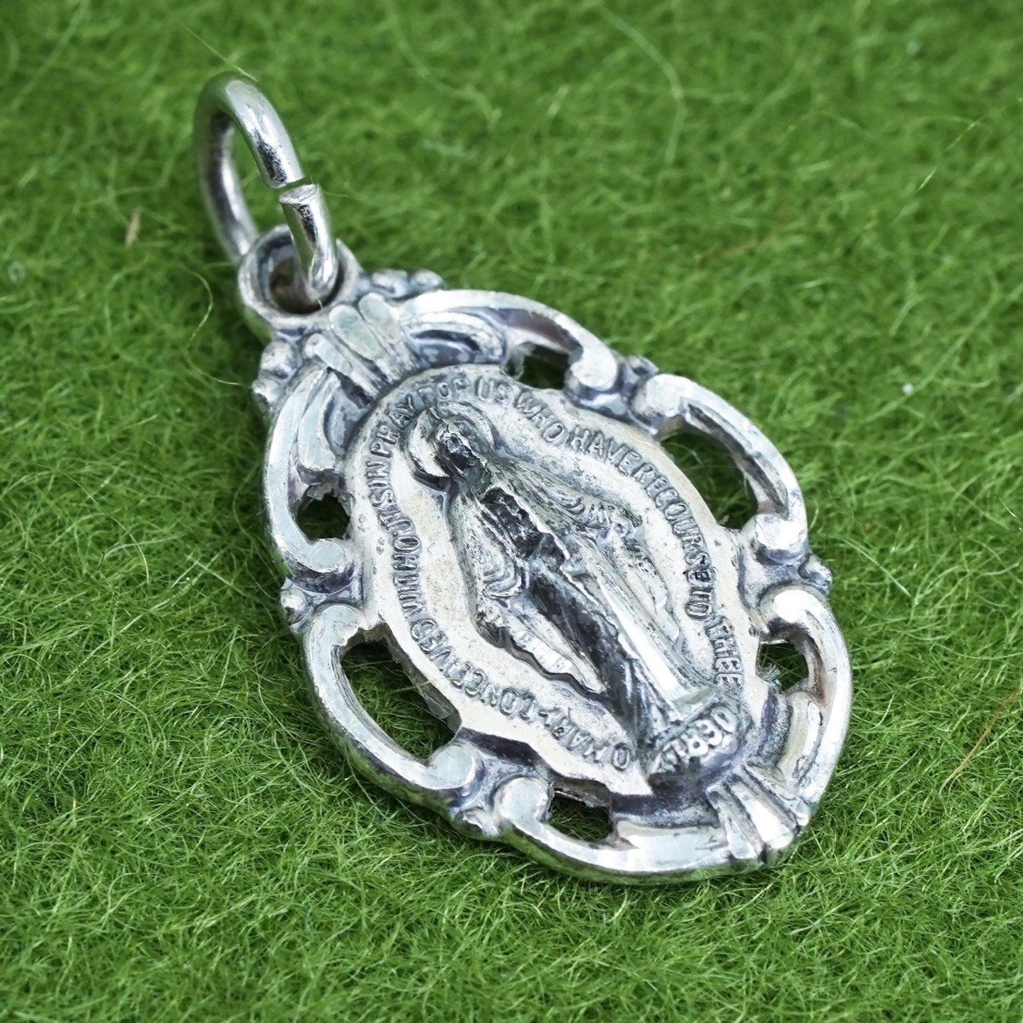 Vintage Mexico sterling silver handmade pendant, 925 Virgin Mary charm