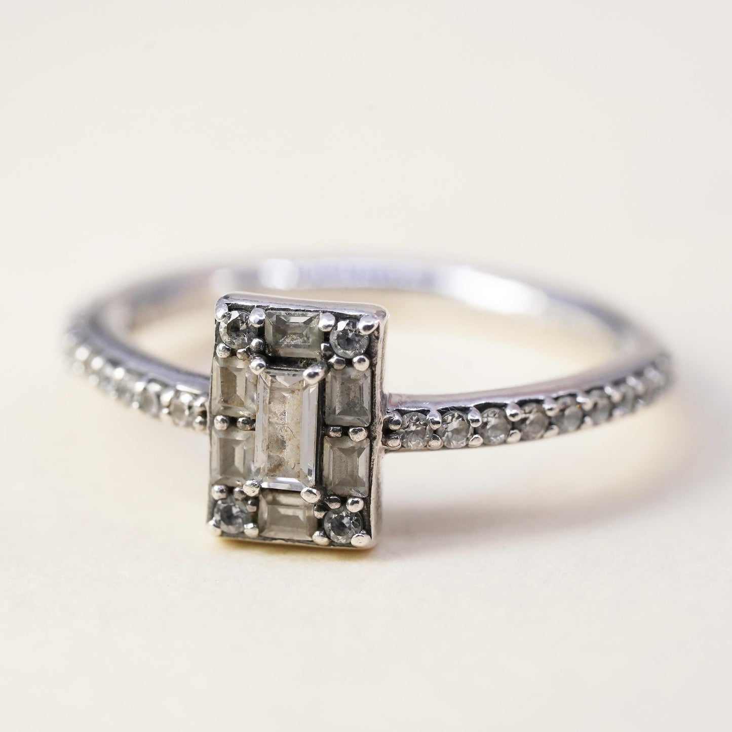 Size 6, ALE Pandora Sterling silver ring, 925 with cluster enamel cut CZ