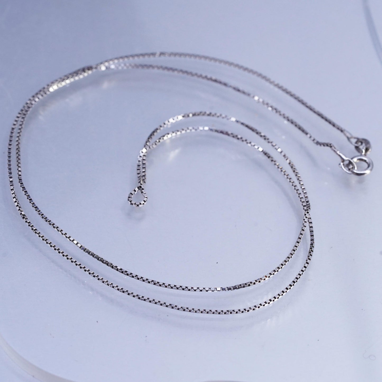 24", Vintage Italian sterling silver box chain, made in Italy silver necklace