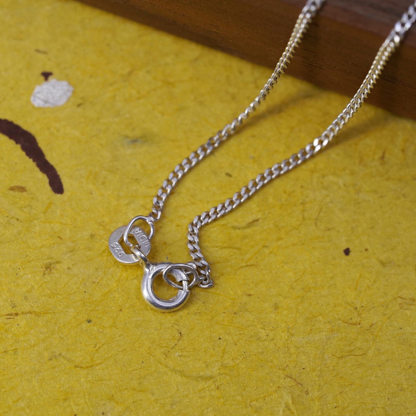 20”, 1mm, vintage Sterling silver necklace, 925 flatten curb chain
